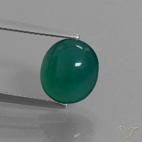 3.96ct Натуральный Средний темно-зеленый Агат, Овал, Полупрозрачный