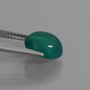 3.39 карата, натуральный Средний зеленый Агат, Огранка Овал, Полупрозрачный