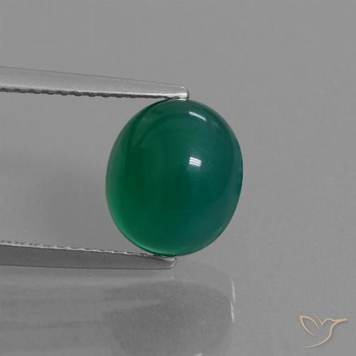 3.73ct Натуральный Средний зеленый Агат, Овал, Полупрозрачный