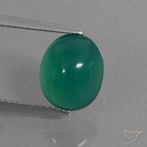 3.30ct Натуральный Средний зеленый Агат, Овал, Полупрозрачный