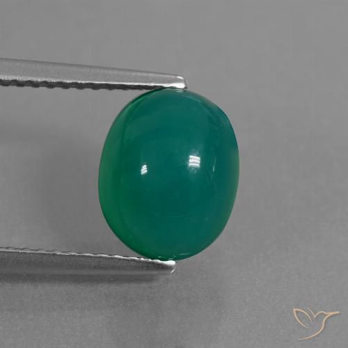 3.34ct Натуральный Средний зеленый Агат, Овал, Полупрозрачный