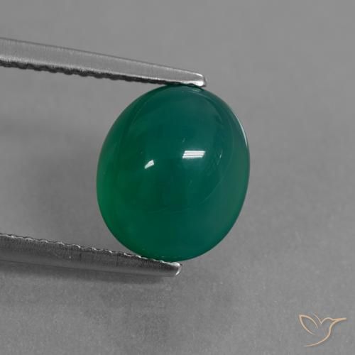 3.31ct Натуральный Средний темно-зеленый Агат, Овал, Полупрозрачный