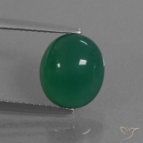 3.37ct Натуральный Зеленый Агат, Овал, Полупрозрачный
