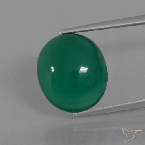 7.56ct Натуральный Средний зеленый Агат, Овал, Полупрозрачный