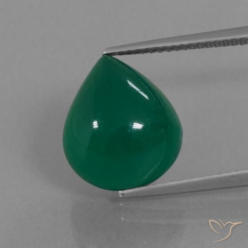 8.64ct Натуральный Травянисто-зелёный Агат, Форма груши, Полупрозрачный