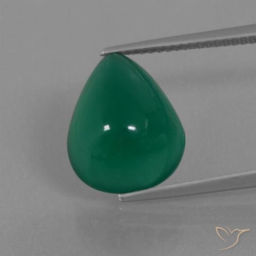 6.44ct Натуральный Средний зеленый Агат, Форма груши, Полупрозрачный