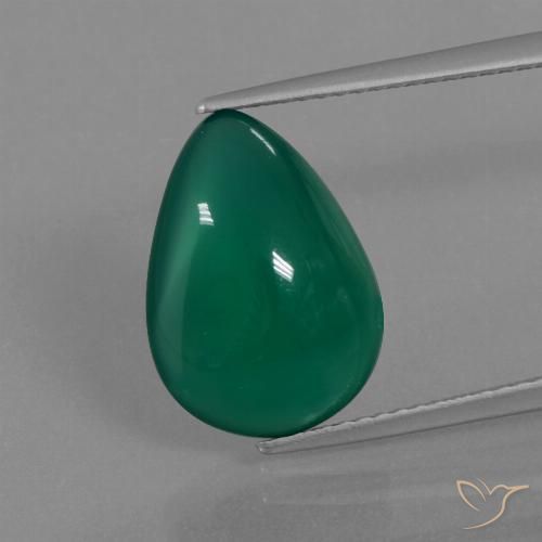 5.45ct Натуральный Травянисто-зелёный Агат, Форма груши, Полупрозрачный