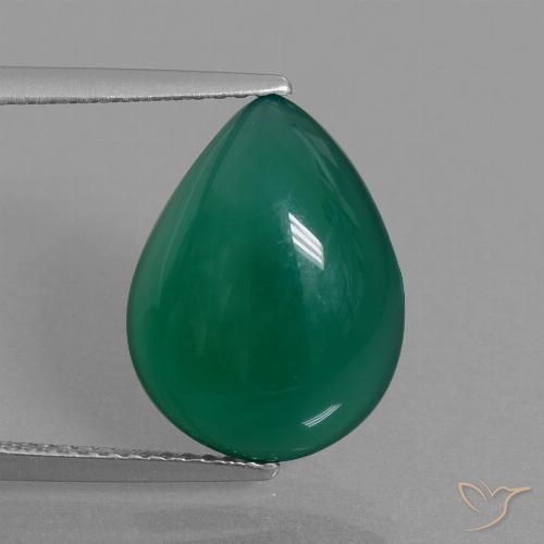 6.24ct Натуральный Травянисто-зелёный Агат, Форма груши, Полупрозрачный