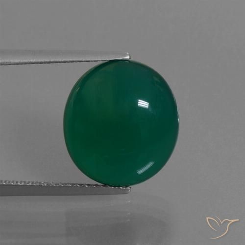 8.13ct Натуральный Средний темно-зеленый Агат, Овал, Полупрозрачный