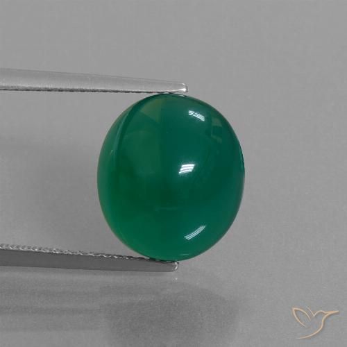 7.58ct Натуральный Травянисто-зелёный Агат, Овал, Полупрозрачный