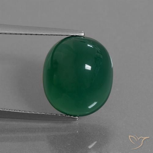 8.75ct Натуральный Средний темно-зеленый Агат, Овал, Полупрозрачный