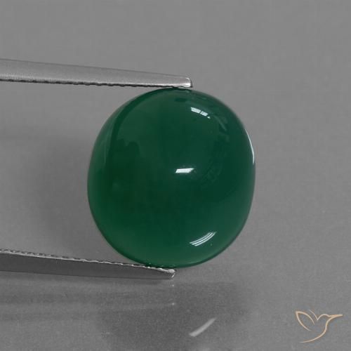 8.27ct Натуральный Средний темно-зеленый Агат, Овал, Полупрозрачный