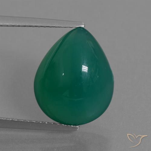 7.72ct Натуральный Средний зеленый Агат, Форма груши, Полупрозрачный