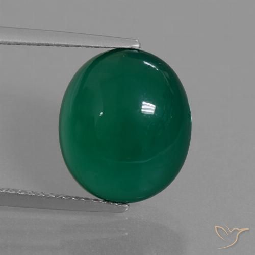 7.83ct Натуральный Средний темно-зеленый Агат, Овал, Полупрозрачный