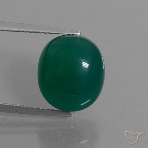 8.38ct Натуральный Средний темно-зеленый Агат, Овал, Полупрозрачный