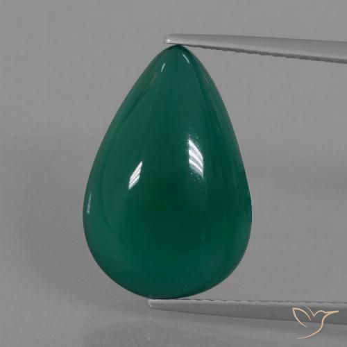 8.47ct Натуральный Средний темно-зеленый Агат, Форма груши, Полупрозрачный