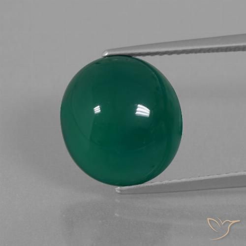 7.87ct Натуральный Средний темно-зеленый Агат, Овал, Полупрозрачный
