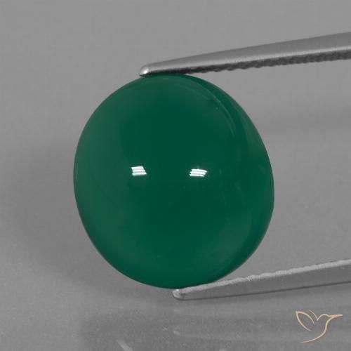 7.92ct Натуральный Средний темно-зеленый Агат, Овал, Полупрозрачный