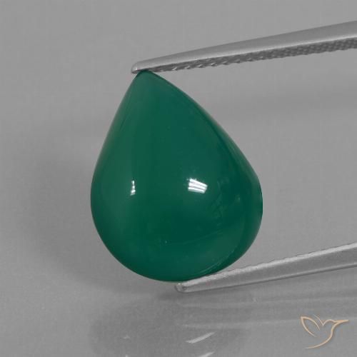 6.66ct Натуральный Средний темно-зеленый Агат, Форма груши, Полупрозрачный