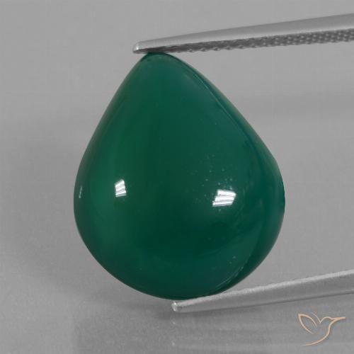 12.92ct Натуральный Средний темно-зеленый Агат, Форма груши, Полупрозрачный