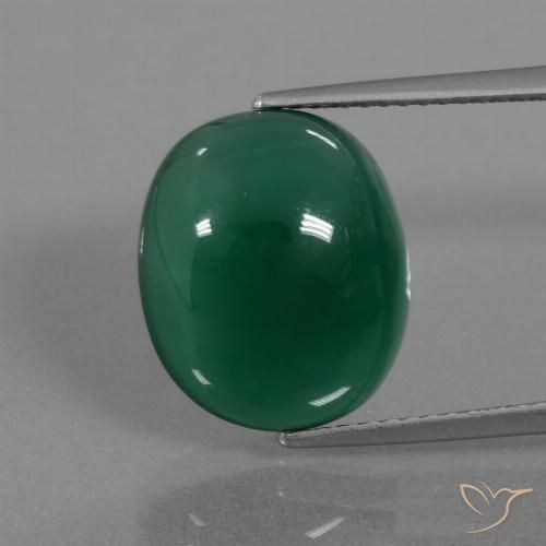 7.32ct Натуральный Средний темно-зеленый Агат, Овал, Полупрозрачный