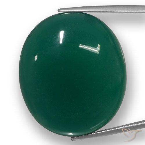 58.42ct Натуральный Средний темно-зеленый Агат, Овал, Полупрозрачный