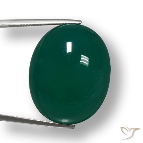 48.61ct Натуральный Прохладный зеленый Агат, Овал, Полупрозрачный