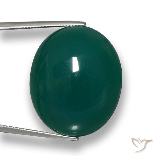 67.56ct Натуральный Темно-зеленый Агат, Овал, Полупрозрачный