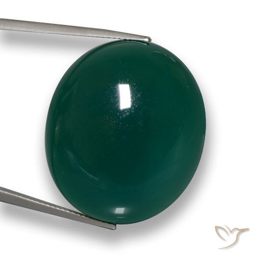 59.91ct Натуральный Темно-зеленый Агат, Овал, Полупрозрачный