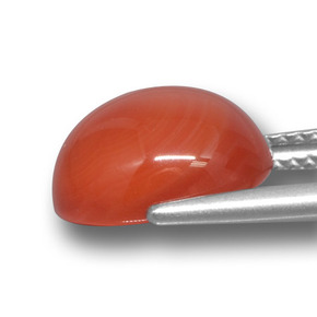 5.38 карата, натуральный Оранжевый Агат, Огранка Овал, Полупрозрачный