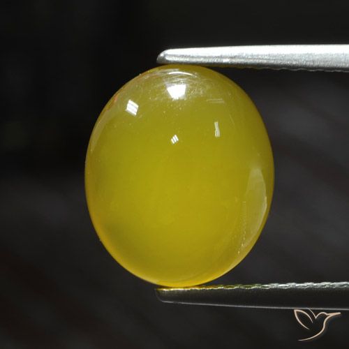 3.64ct Натуральный Средне-светло-желтый Агат, Овал, Полупрозрачный