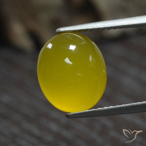 4.39ct Натуральный Средне-светло-желтый Агат, Овал, Полупрозрачный