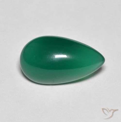 3.75ct Натуральный Средний темно-зеленый Агат, Форма груши, Полупрозрачный