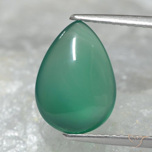 3.00ct Натуральный Прохладный зеленый Агат, Форма груши, Полупрозрачный
