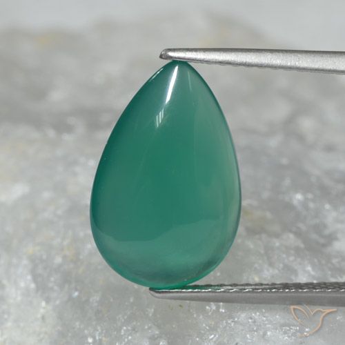 4.40ct Натуральный Прохладный зеленый Агат, Форма груши, Полупрозрачный