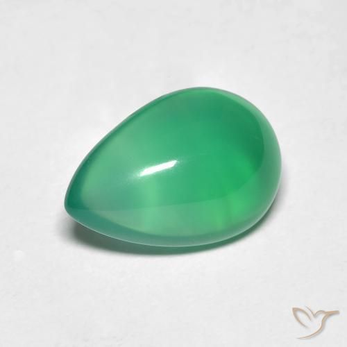 2.77ct Натуральный Теплый зеленый Агат, Форма груши, Полупрозрачный