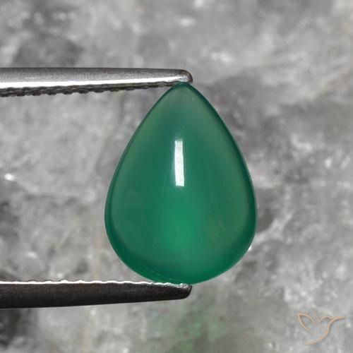 2.40ct Натуральный Травянисто-зелёный Агат, Форма груши, Полупрозрачный