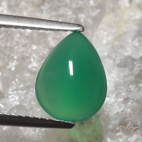 2.04ct Натуральный Теплый зеленый Агат, Форма груши, Полупрозрачный