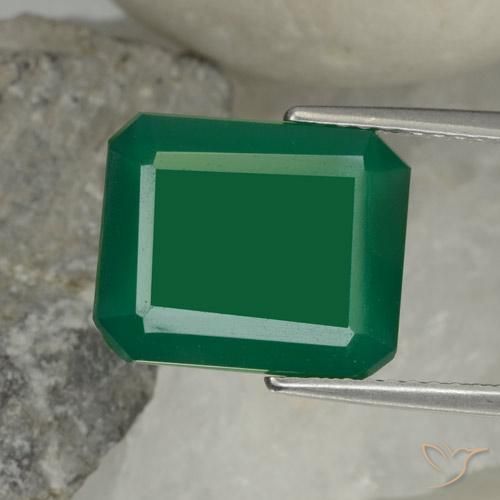 4.95ct Натуральный Желтовато-зеленый Агат, Изумрудная огранка, Полупрозрачный