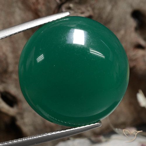 19.81ct Натуральный Средний темно-зеленый Агат, Круглый, Полупрозрачный