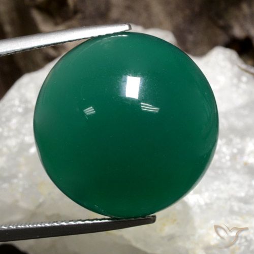 25.49ct Натуральный Сосновый зеленый Агат, Круглый, Полупрозрачный