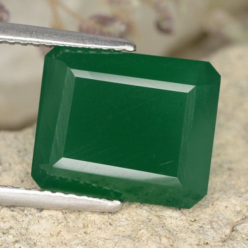 5.44ct Натуральный Желтовато-зеленый Агат, Изумрудная огранка, Полупрозрачный