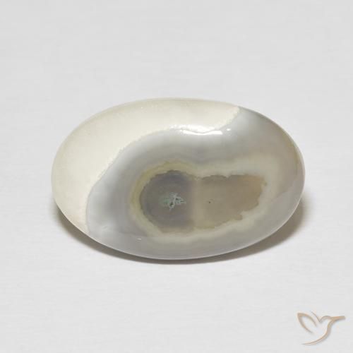 11.57ct Натуральный White Cream Агат, Овал, Непрозрачный