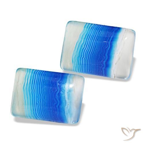 16.94 карата, натуральный Многоцветный синий Агат, Огранка Багет, Прозрачный