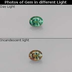 0.26 карата, натуральный Зеленый/Красный Александрит, Огранка Овал, VVS-VS