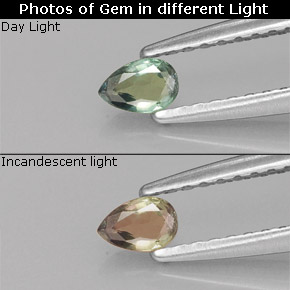 0.16 карата, натуральный Зеленый/Красный Александрит, Форма груши, VVS-VS