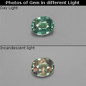 0.12 карата, натуральный Зеленый/Красный Александрит, Огранка Овал, Чистота VS