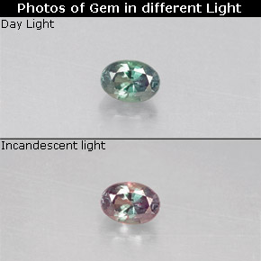 0.10 карата, натуральный Зеленый/Красный Александрит, Огранка Овал, Чистота VS