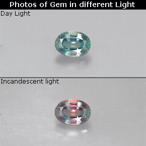 0.13 карата, натуральный Зеленый/Красный Александрит, Огранка Овал, Чистота VS