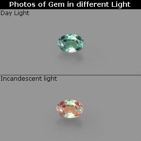 0.10 карата, натуральный Зеленый/Красный Александрит, Огранка Овал, Чистота VS